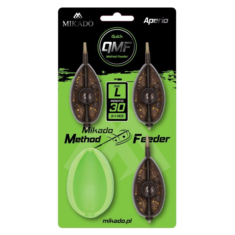 Komplet Mikado Method Feeder Aperio Q.M.F System B + Foremka - roz.L 3x20g Komplet Mikado Method Feeder Aperio Q.M.F System B + Foremka - roz.L 3x20g