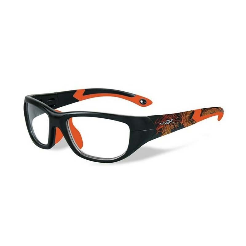 Okulary Wiley X dziecięce Victory Przeźroczyste z matowo-czarno-pomarańczową ramką roz. S Okulary Wiley X dziecięce Victory Przeźroczyste z matowo-czarno-pomarańczową ramką roz. S