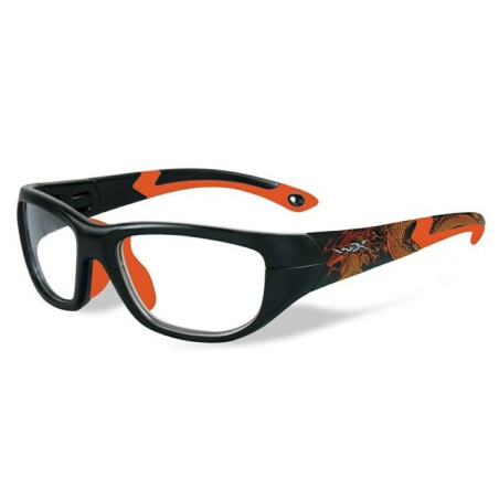 Okulary Wiley X dziecięce Victory Przeźroczyste z matowo-czarno-pomarańczową ramką roz. S Okulary Wiley X dziecięce Victory Przeźroczyste z matowo-czarno-pomarańczową ramką roz. S