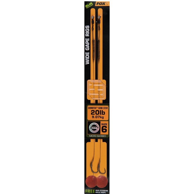 Przypon karpiowy FOX Wide Gape Camotex Semi Stiff hak 8 Przypon karpiowy FOX Wide Gape Camotex Semi Stiff hak 8