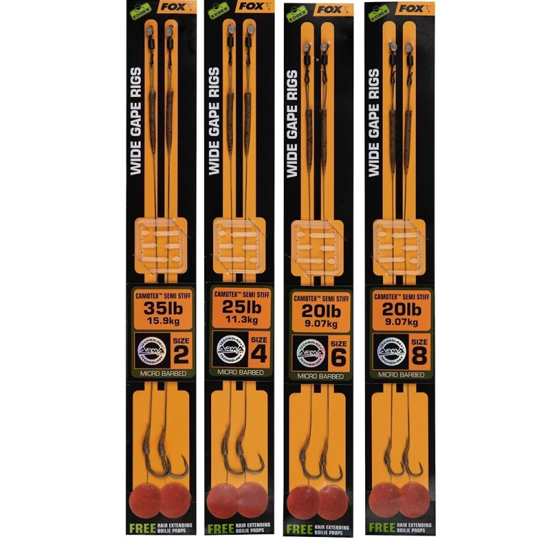 Przypon karpiowy FOX Wide Gape Camotex Semi Stiff roz. 2 Przypon karpiowy FOX Wide Gape Camotex Semi Stiff roz. 2