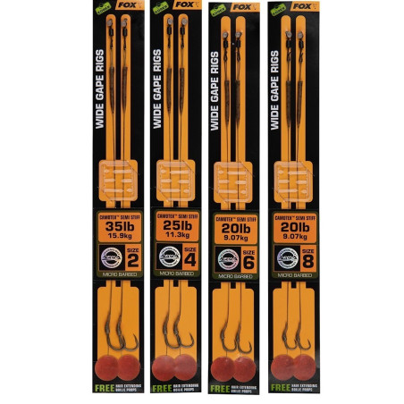 Przypon karpiowy FOX Wide Gape Camotex Semi Stiff hak 8 Przypon karpiowy FOX Wide Gape Camotex Semi Stiff hak 8