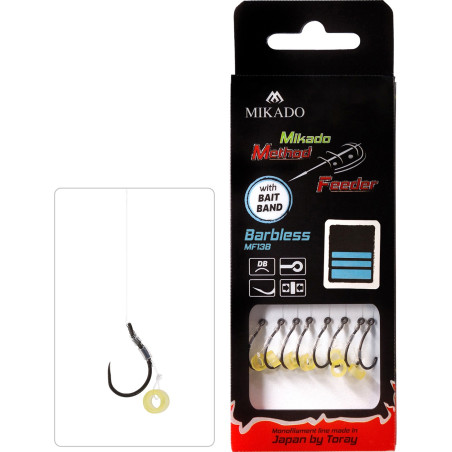 Przypon Mikado MF - Z GUMKĄ - hak bezzadziora / żyłka hak 8 Przypon Mikado MF - Z GUMKĄ - hak bezzadziora / żyłka hak 8