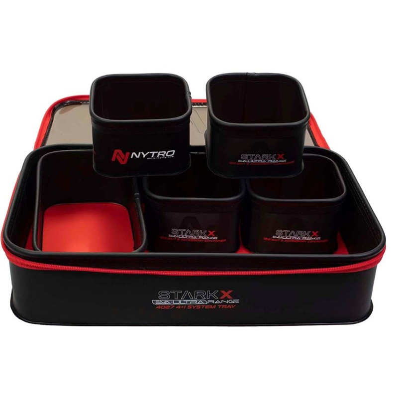 Zestaw pojemników NYTRO StarkX EVA System Tray 4+1 22400008 / 1 x 40 x 27 x 8,5 cm, 1 x 24 x 12 x 8 cm , 4 x 12 x 12 x 8 cm.