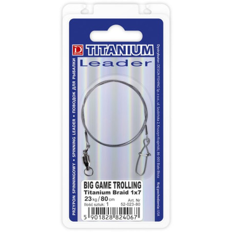 Przypon Dragon trollingowy Big Game Titanium Braid 1x7 60cm / 23kg Przypon Dragon trollingowy Big Game Titanium Braid 1x7 60cm / 23kg