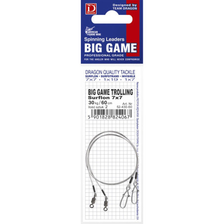 Przypon Dragon trollingowy Big Game Surflon 7x7 60cm / 30kg Przypon Dragon trollingowy Big Game Surflon 7x7 60cm / 30kg
