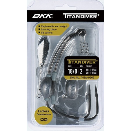 Haczyki BKK offsetowe z obciążeniem TITAN DIVER+ hak 18/0