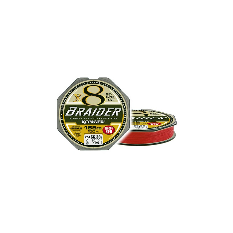 Plecionka Konger Braider X8 Bloody Red 150m / 0,18mm Plecionka Konger Braider X8 Bloody Red 150m / 0,18mm