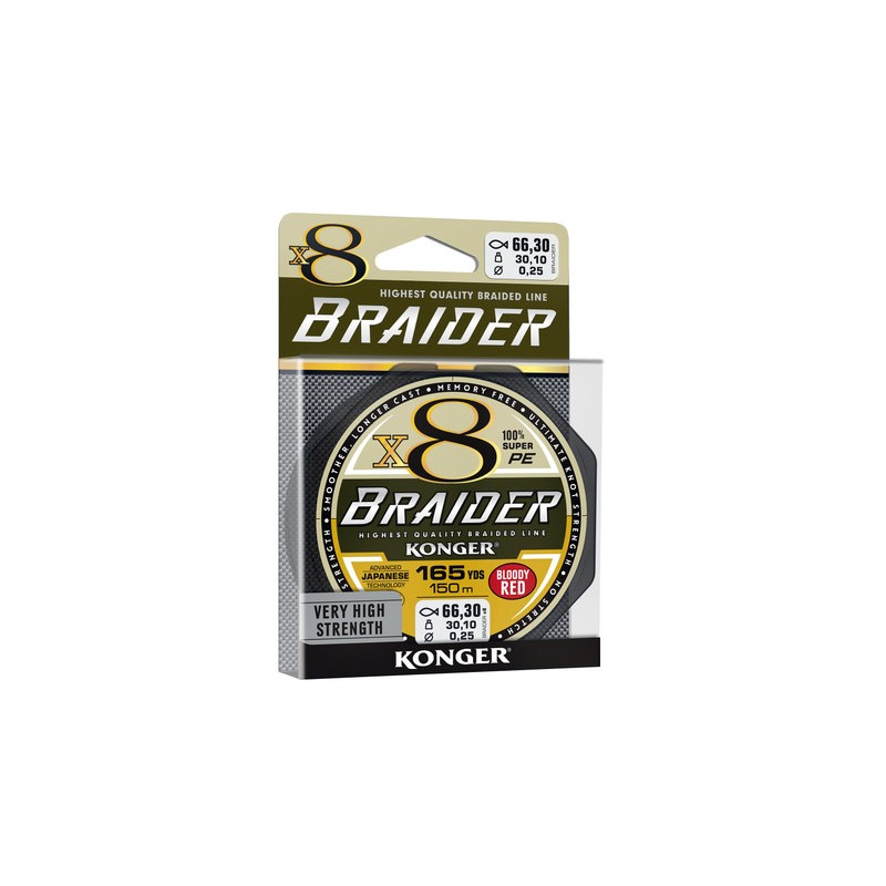 Plecionka Konger Braider X8 Bloody Red 150m / 0,18mm Plecionka Konger Braider X8 Bloody Red 150m / 0,18mm