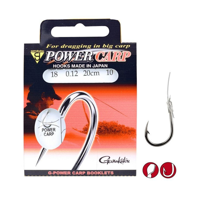 Haczyki Gamakatsu z przyponem Power Carp hak 10 Haczyki Gamakatsu z przyponem Power Carp hak 10