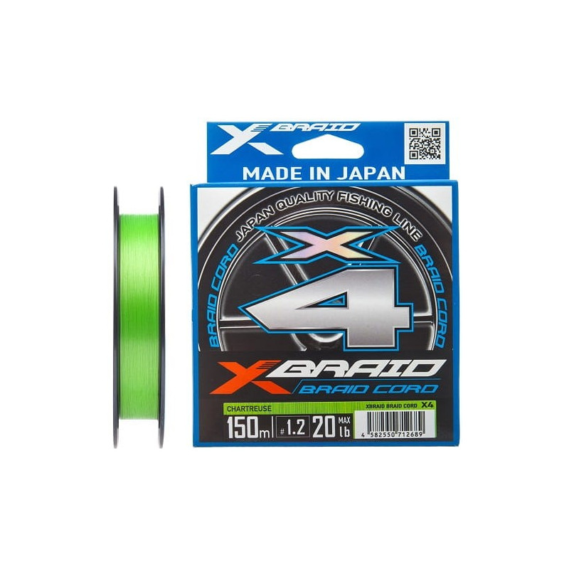 Plecionka YGK X-BRAID Braid Cord X4 CHARTREUSE 150m / 0.104mm Plecionka YGK X-BRAID Braid Cord X4 CHARTREUSE 150m / 0.104mm