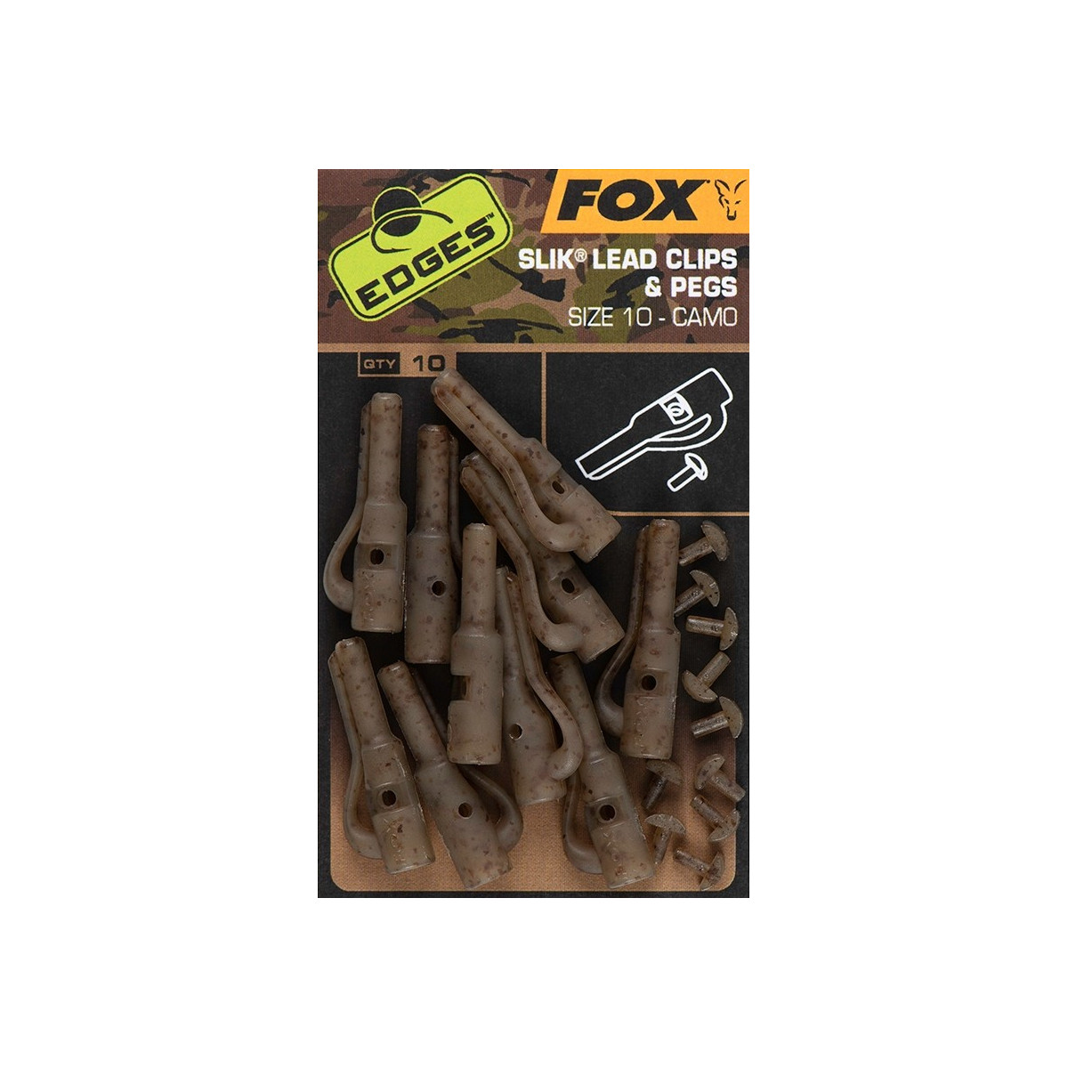 klips-edges-camo-size-10-slik-lead-clip-pegs-fox klips-edges-camo-size-10-slik-lead-clip-pegs-fox