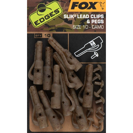 Klips Edges Camo Size 10 Slik lead clip + pegs FOX Klips Edges Camo Size 10 Slik lead clip + pegs FOX