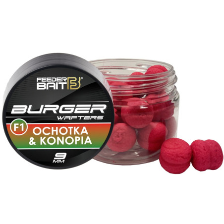 Przynęta Feeder Bait Fluo Burger Wafters 9mm - F1 Ochotka & Konopia Przynęta Feeder Bait Fluo Burger Wafters 9mm - F1 Ochotka & Konopia