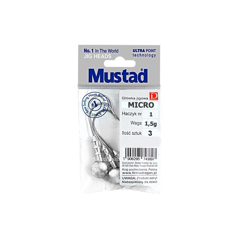 Główka jigowa Mustad MICRO hak 2 / 4g / 3szt. Główka jigowa Mustad MICRO hak 2 / 4g / 3szt.