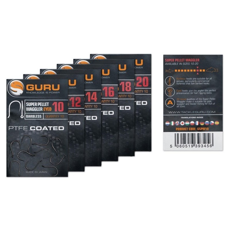 Haczyki Guru Super Super Pellet Waggler Barbless/Eyed roz. 12 Haczyki Guru Super Super Pellet Waggler Barbless/Eyed roz. 12