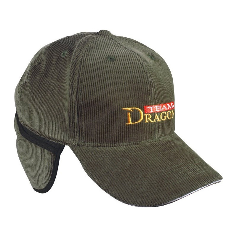 Czapka Dragon zimowa Baseball z nausznikami - zielony sztruks Czapka Dragon zimowa Baseball z nausznikami - zielony sztruks