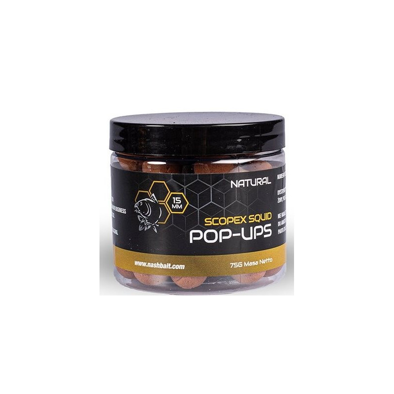 Kulki NASH Scopex Pop Ups 75g - 15mm Squid Natural Kulki NASH Scopex Pop Ups 75g - 15mm Squid Natural