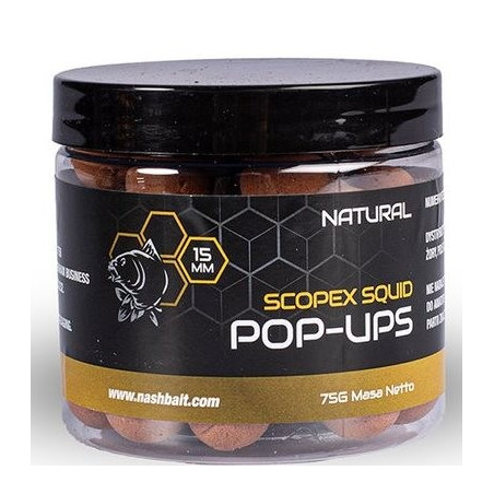 Kulki NASH Scopex Pop Ups 75g - 15mm Squid Natural Kulki NASH Scopex Pop Ups 75g - 15mm Squid Natural