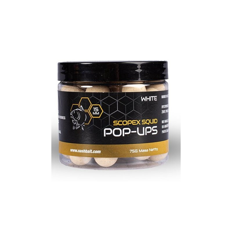 Kulki NASH Scopex Squid Pop Ups White 2024 75g / 12mm Kulki NASH Scopex Squid Pop Ups White 2024 75g / 12mm