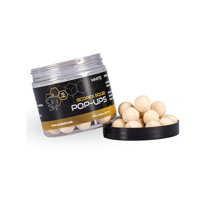 Kulki NASH Scopex Squid Pop Ups 20mm - white Kulki NASH Scopex Squid Pop Ups 20mm - white