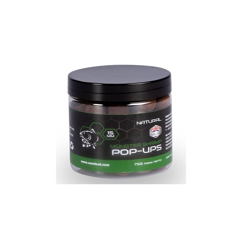Kulki NASH Pop Ups 75g - 12mm Monster Shrimp Natural Kulki NASH Pop Ups 75g - 12mm Monster Shrimp Natural