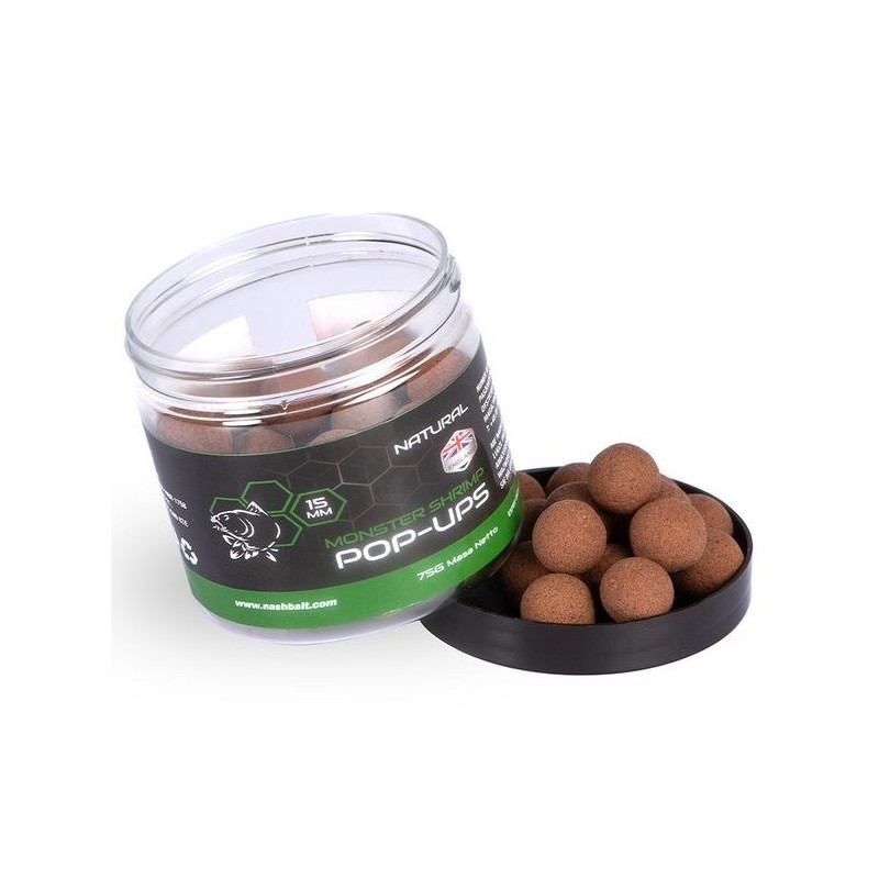 Kulki NASH Pop Ups Natural 75g - 15mm Monster Shrimp Natural Kulki NASH Pop Ups Natural 75g - 15mm Monster Shrimp Natural