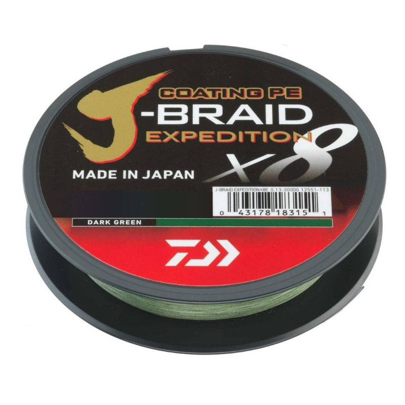 Plecionka Daiwa J-Braid Expedition X8E Dark Green 150m / 0,10mm Plecionka Daiwa J-Braid Expedition X8E Dark Green 150m / 0,10mm
