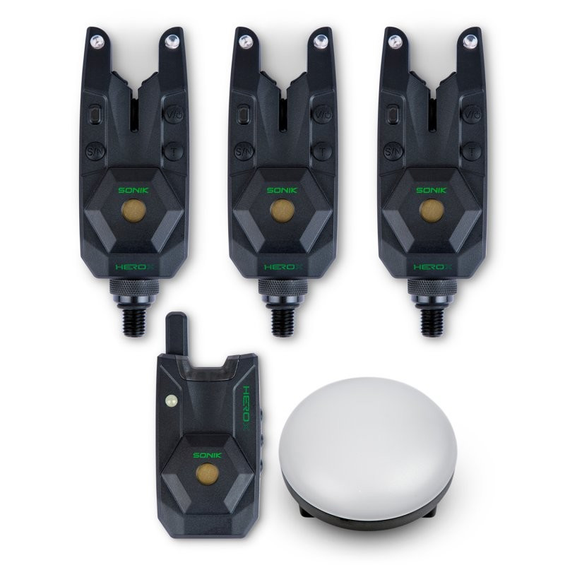 Zestaw sygnalizatorów Sonik z centralką 3+1 HeroX Bite Alarms Zestaw sygnalizatorów Sonik z centralką 3+1 HeroX Bite Alarms
