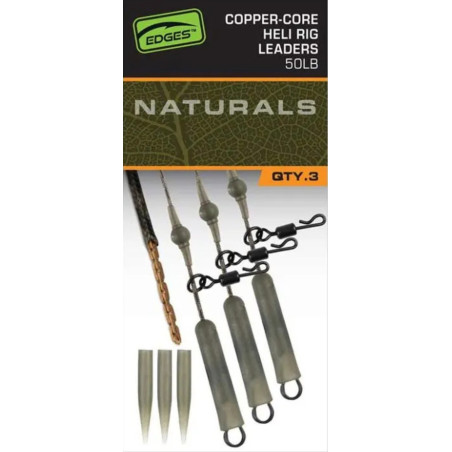 Zestaw helikopterowy EDGES™ Naturals Copper Core Heli Leaders 75cm FOX Zestaw helikopterowy EDGES™ Naturals Copper Core Heli Leaders 75cm FOX