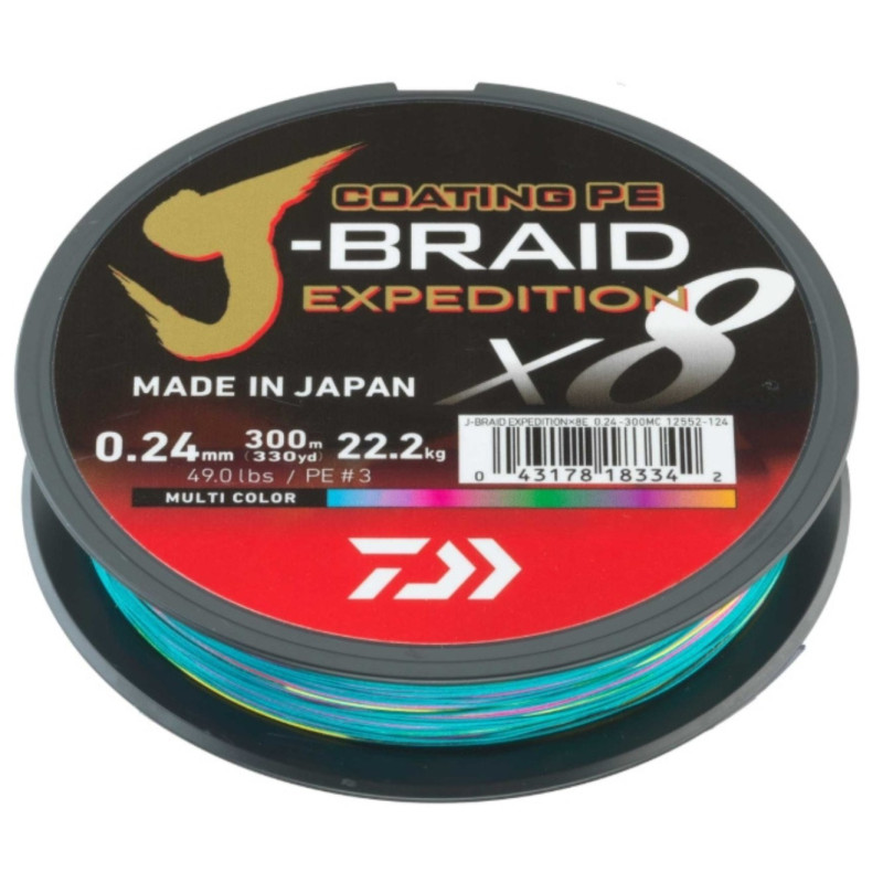 Plecionka Daiwa J-Braid Expedition X8E 300m - 0,24mm multicolor Plecionka Daiwa J-Braid Expedition X8E 300m - 0,24mm multicolor