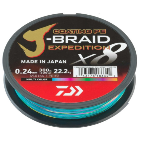 Plecionka Daiwa J-Braid Expedition X8E 300m - 0,28mm multicolor Plecionka Daiwa J-Braid Expedition X8E 300m - 0,28mm multicolor