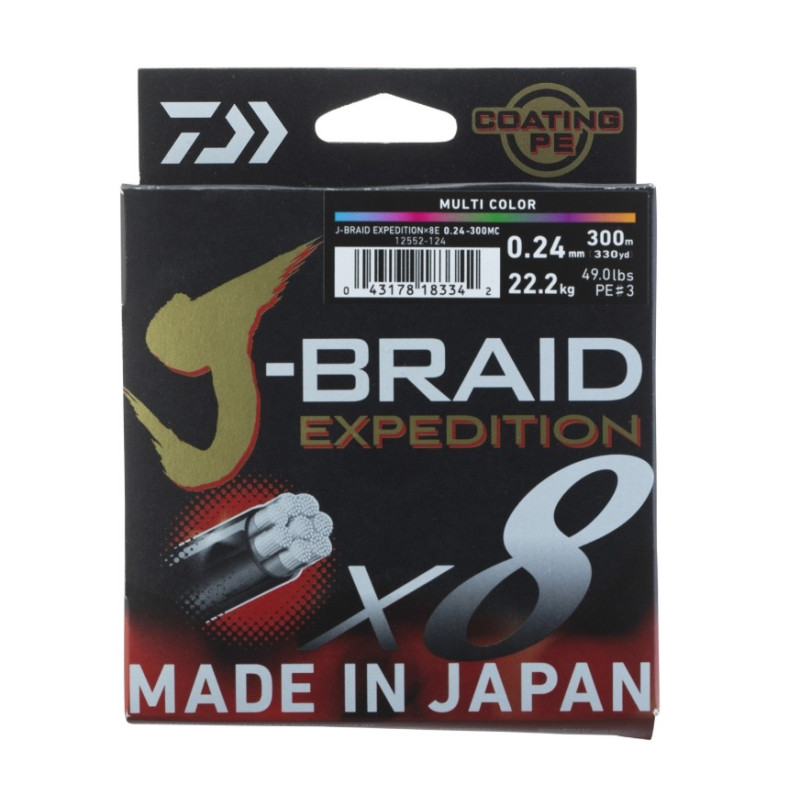 Plecionka Daiwa J-Braid Expedition X8E 300m - 0,24mm multicolor Plecionka Daiwa J-Braid Expedition X8E 300m - 0,24mm multicolor