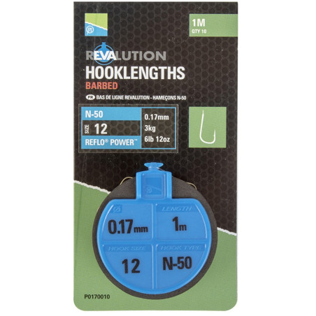 Przypony Preston REVALUTION Hooklengths 100cm N-50 hak 12 Przypony Preston REVALUTION Hooklengths 100cm N-50 hak 12