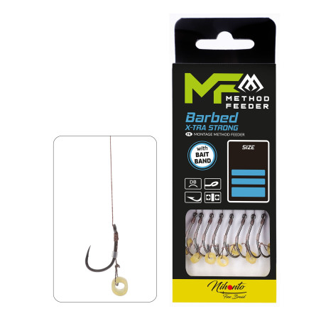 Przypon Mikado Method Feeder z gumką, hak z zadziorem hak 8 Przypon Mikado Method Feeder z gumką, hak z zadziorem hak 8