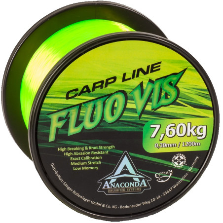 Żyłka karpiowa Anaconda Fluo Vis zielony 1200m / 0,36mm