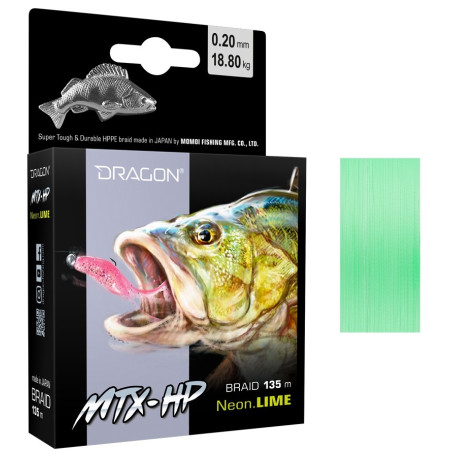 Plecionka Dragon MTX-HP NEON LIME 135m / 0,08mm