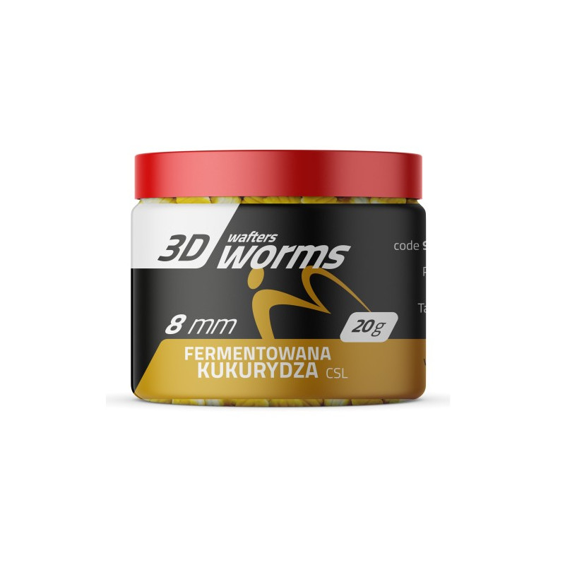 Przynęta Match Pro 3D Worms Wafters 20g - 8mm CSL Fermentowana Kukurydza Przynęta Match Pro 3D Worms Wafters 20g - 8mm CSL Fermentowana Kukurydza