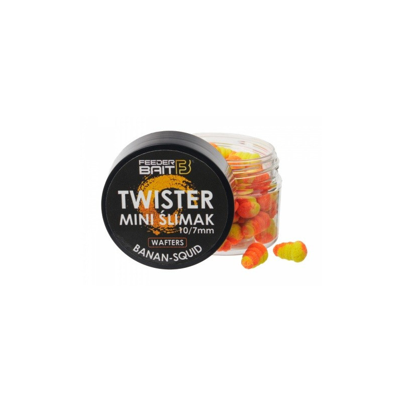 Przynęta Feeder Bait Mini Ślimak Twister Wafters 10/7mm - Banan - Squid Przynęta Feeder Bait Mini Ślimak Twister Wafters 10/7mm - Banan - Squid