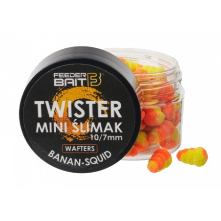 Przynęta Feeder Bait Mini Ślimak Twister Wafters 10/7mm - Banan - Squid Przynęta Feeder Bait Mini Ślimak Twister Wafters 10/7mm - Banan - Squid