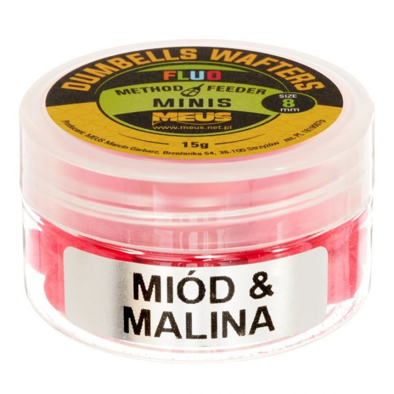 Kulki hakowe Meus Dumbells Fluo Wafters MINIS 12g - 6mm miód&malina Kulki hakowe Meus Dumbells Fluo Wafters MINIS 12g - 6mm miód&malina
