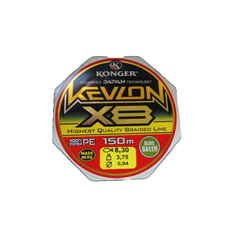 Plecionka Konger Kevlon x 8 Olive Green 150m / 0,10mm