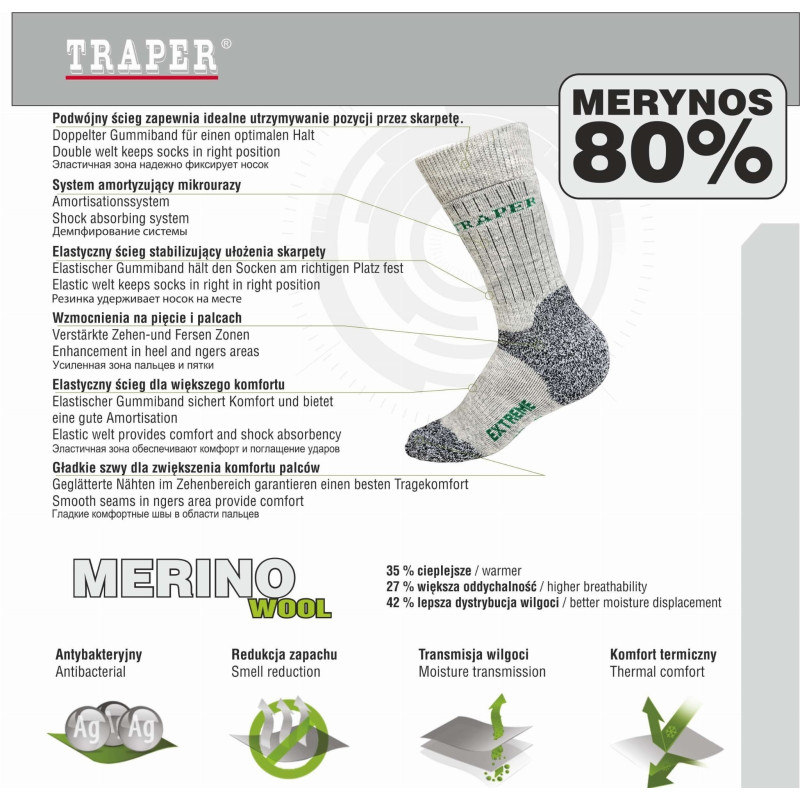 Skarpety Extreme Grey roz. 43-46 Traper Skarpety Extreme Grey roz. 43-46 Traper