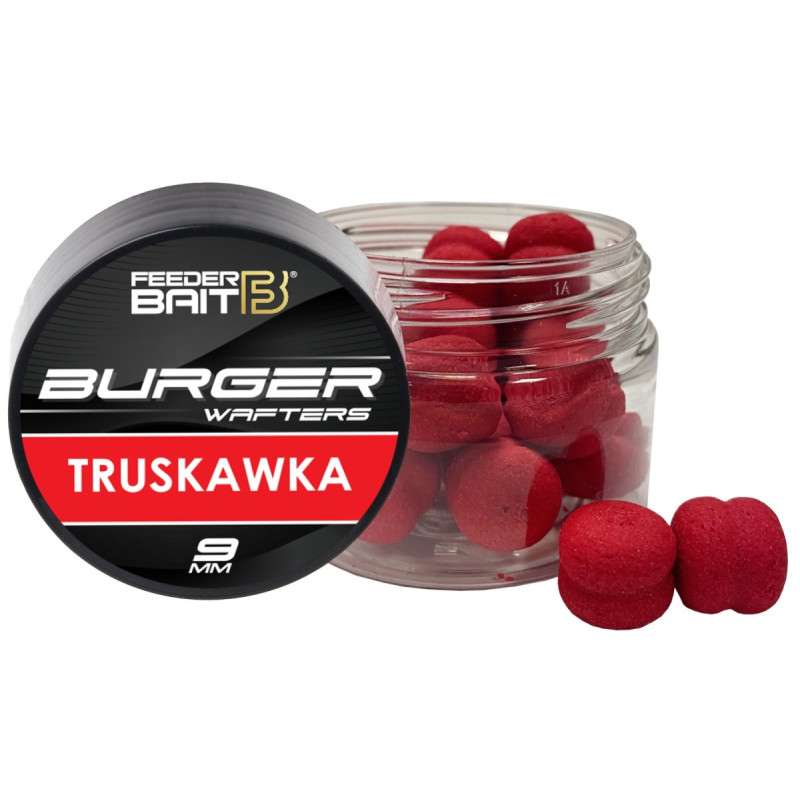 Przynęta Feeder Bait Fluo Burger Wafters 9mm - Truskawka Przynęta Feeder Bait Fluo Burger Wafters 9mm - Truskawka