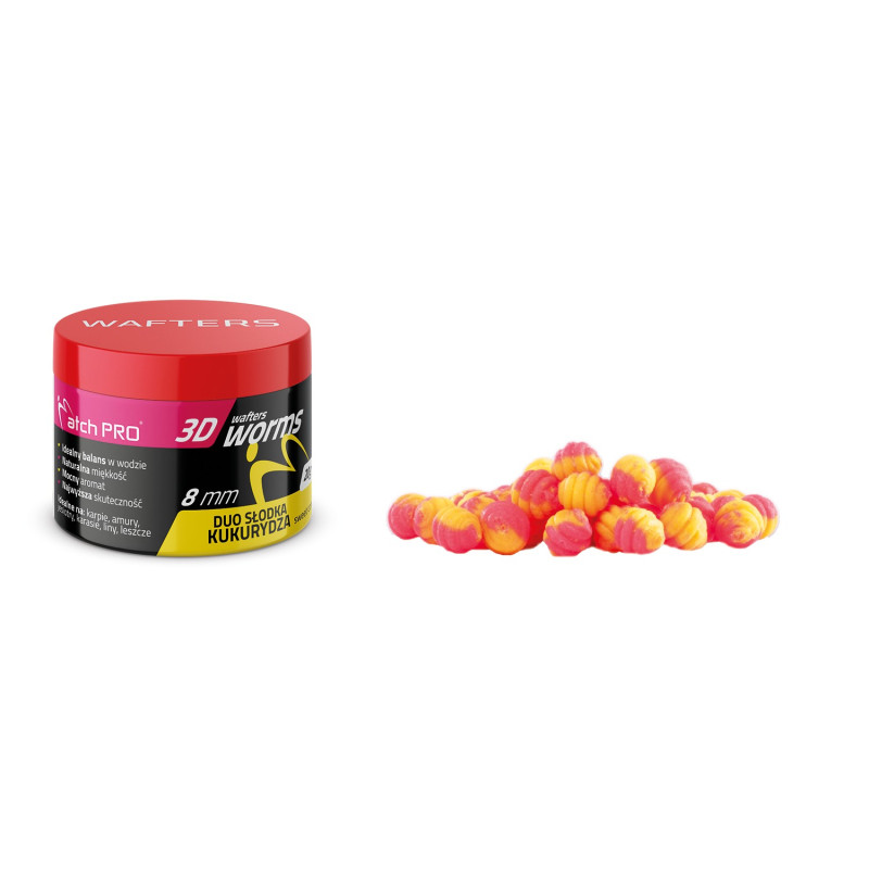 Przynęty MatchPro 3D WORMS Wafters 8mm - DUO SŁODKA KUKURYDZA Przynęty MatchPro 3D WORMS Wafters 8mm - DUO SŁODKA KUKURYDZA