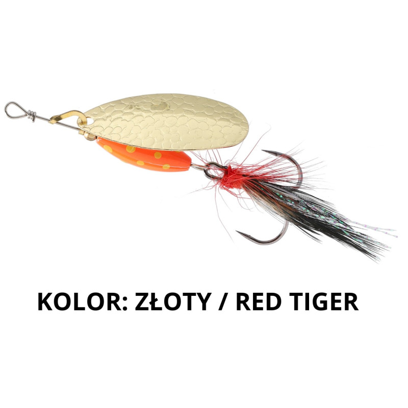 Błystka obrotowa Mikado M-GRUB - Złota 13g złoty / red tiger Błystka obrotowa Mikado M-GRUB - Złota 13g złoty / red tiger