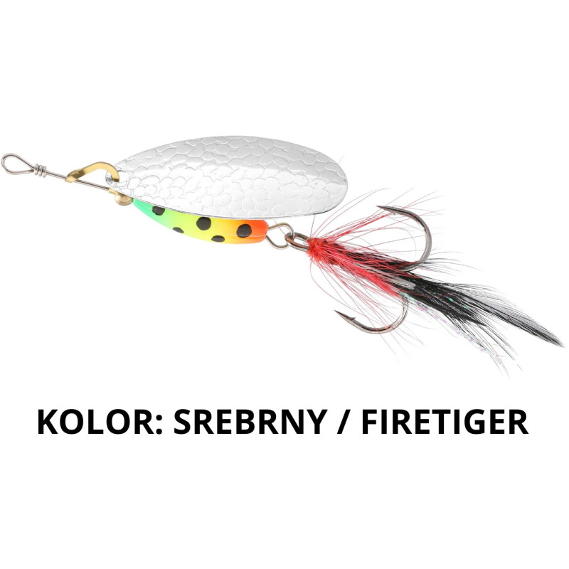 Błystka obrotowa Mikado M-GRUB - Srebrna 13g srebrny / firetiger Błystka obrotowa Mikado M-GRUB - Srebrna 13g srebrny / firetiger