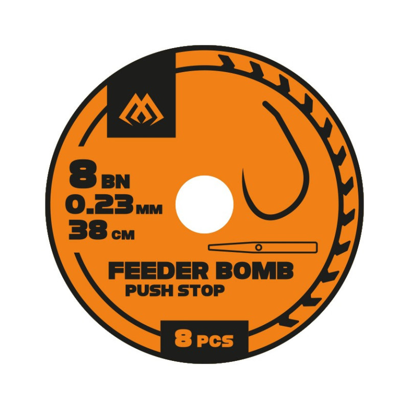 Przypon Mikado Feeder Bomb hak 8 0,23mm - push stop bez zadziora Przypon Mikado Feeder Bomb hak 8 0,23mm - push stop bez zadziora