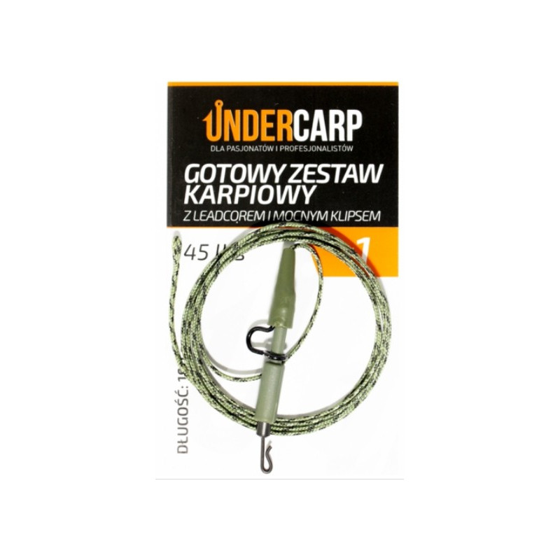 Gotowy zestaw karpiowy z leadcorem i mocnym klipsem 100cm Under carp