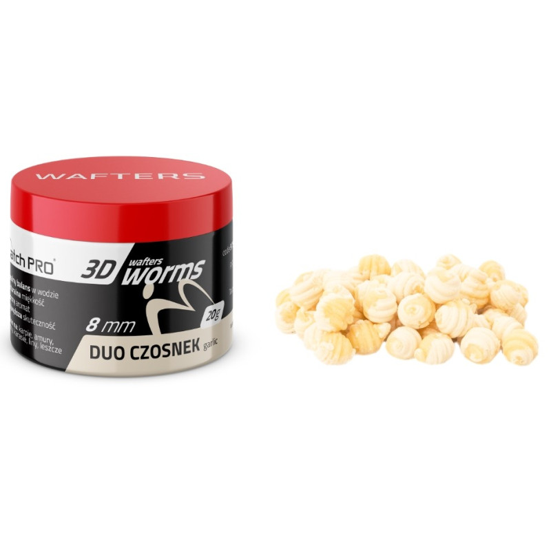 Przynęta Match Pro 3D Worms Wafters 8 mm 20g / duo czosnek Przynęta Match Pro 3D Worms Wafters 8 mm 20g / duo czosnek